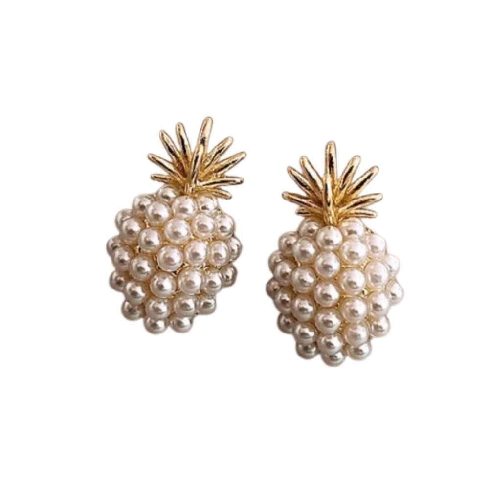 Pineapple Pearl Cluster Stud Earrings